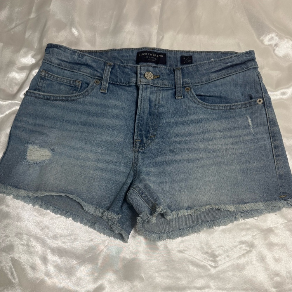 Lucky Brand Blue Jean Shorts Casual Distressed Style